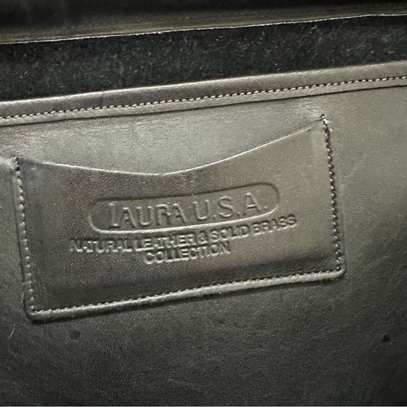 Laura USA Vintage Black Messenger Bag Genuine Leather with strap & handle - Picture 7 of 13